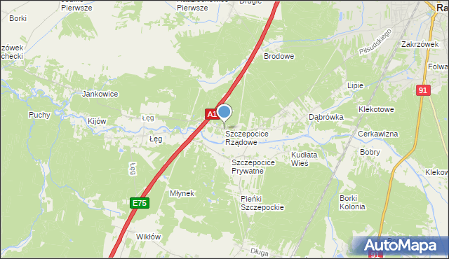 mapa Szczepocice Rządowe, Szczepocice Rządowe na mapie Targeo